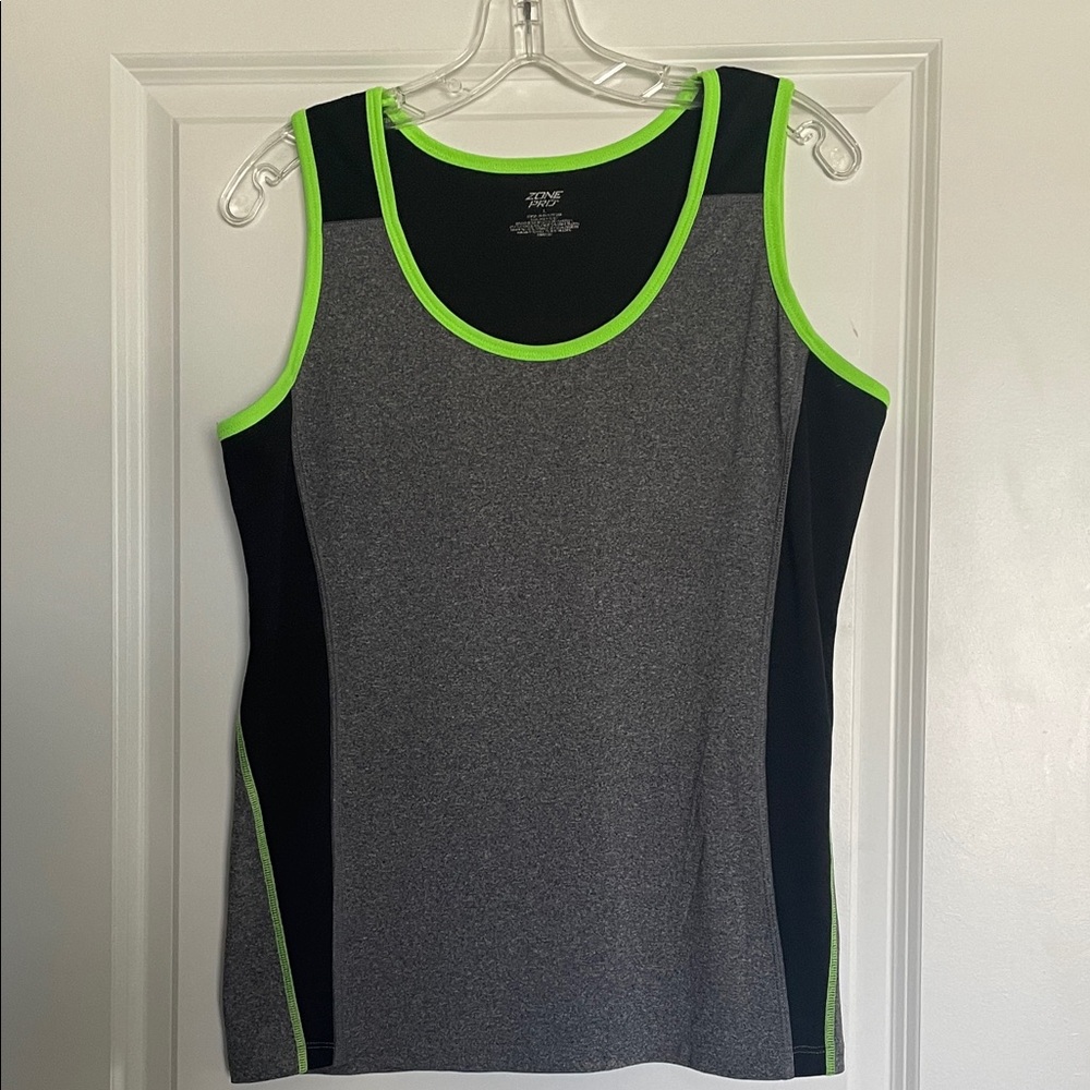 Zone Pro Tank Top with Gray, Black, and Neon Green Highlights Size L